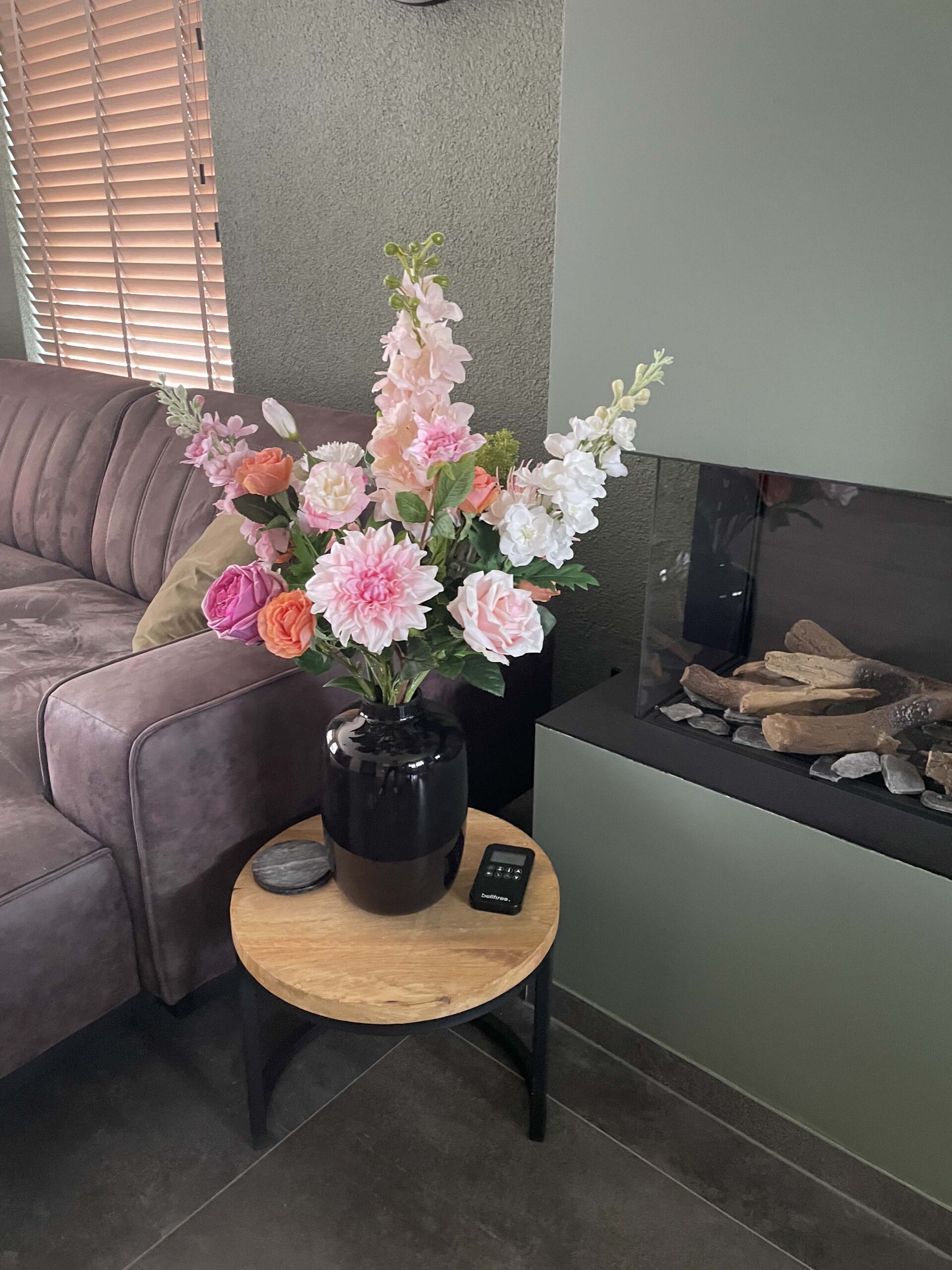 Real touch kunstbloemen, mooier dan zijde. Kunstboeket roze oranje.