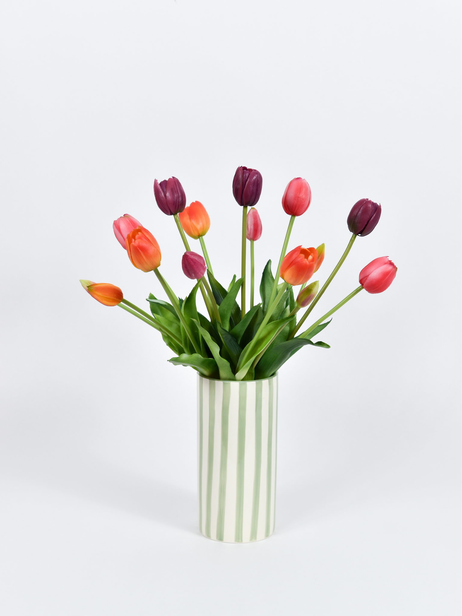 Bos real touch kunsttulpen mix | Oranje, paars en fel roze