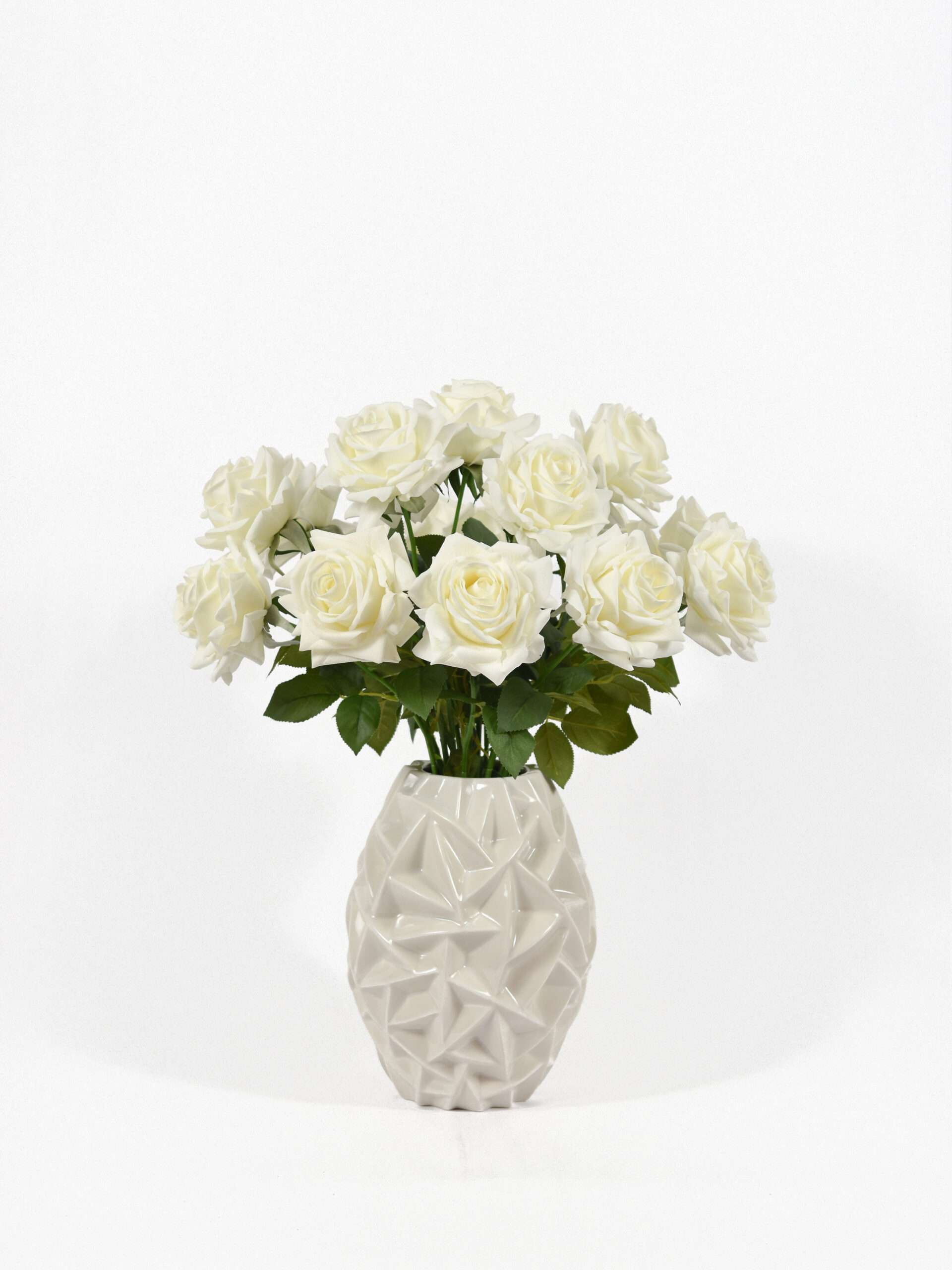 Kunstboeket real touch witte rozen Elza kunstbloemen